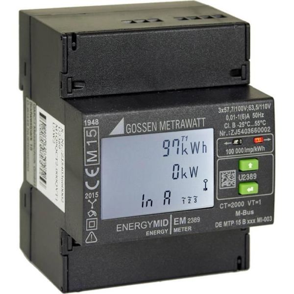 Gossen Metrawatt U2387-V022 Trefasmätare med anslutning till digital transformator MID-överensstämmelse: ja 1 st.