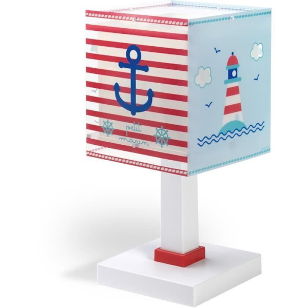 Dalber - Sänglampa för barn - Little Sailor - Marint motiv, L 14 cm, H 30 cm, Blått och vitt Blå och vit