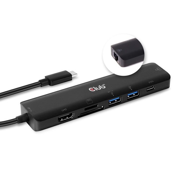 USB Type C-hub - Club 3D - CSV-1592 - 7 i 1 - HDMI 4K60Hz - 2 portar USB Type A/Type C PD