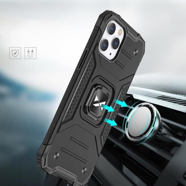 Förstärkt skyddsskal + magnetiskt stativ för iPhone 13 Pro Max Ring Armor silver