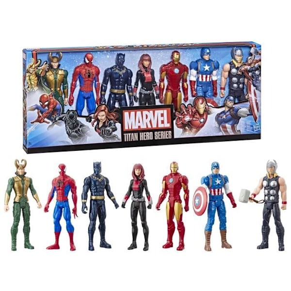 Maxi Avengers Pack 7 30 cm figurer, 5 tillbehör, Marvel Avengers Titan Hero Series Flerfärgad