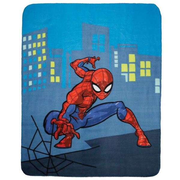 Tryckt fleecefilt, SPIDERMAN HERO. Mått: 110x140cm Blå