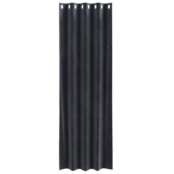 mörkgrå sammetsgardiner med öljetter 2-pack