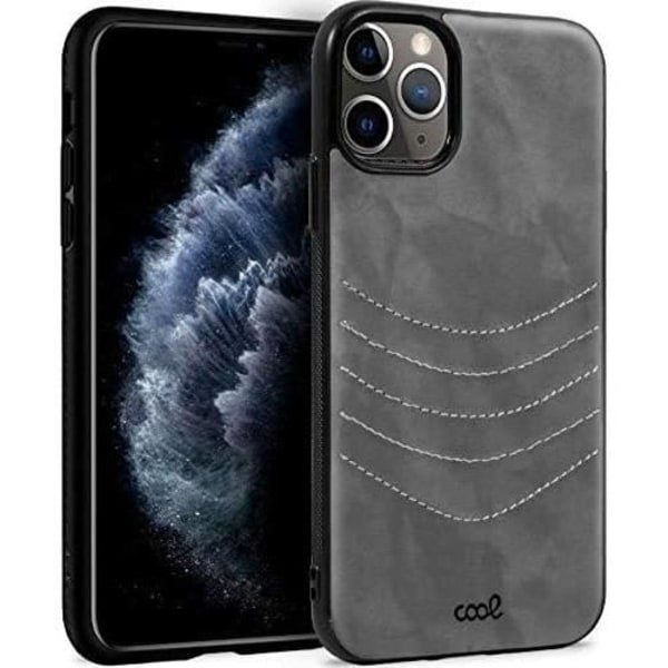 Coque - Cool - iPhone 11 Pro - Syntetiskt läder - Stötbeständig - Broderad grå Grå