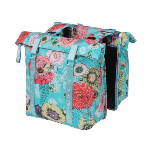 Bakre väska - Basil - Bloom Field - 28-35L - Ljusblå - Fäste krok-fjäder ljusblå