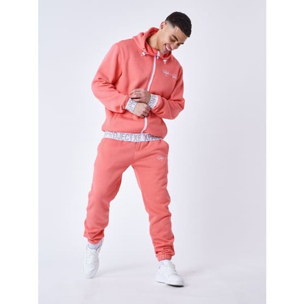 Joggingbyxor med logotypad elastisk midja Rosa S