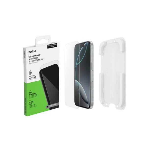 Skärmskydd - Belkin - ScreenForce InvisiGlass - iPhone 17 Pro Max - Repotålig - Hårdhet 9H