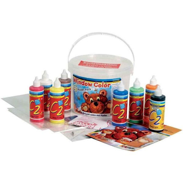 Kit Power Pack Fönsterfärg - KREUL - C2 - 125 ml - 8 färger - Instruktioner inkluderade vit, konjak, äpplegrön, citron, per
