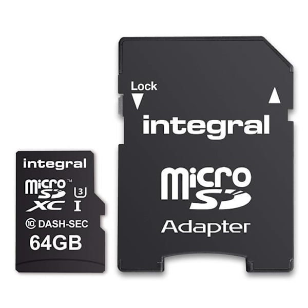 Integral - Micro SD XC 64GB, High Endurance Memory Card för Dashcam Driving Recorder, upp till 95Mb/s, Klass 10, U3 +