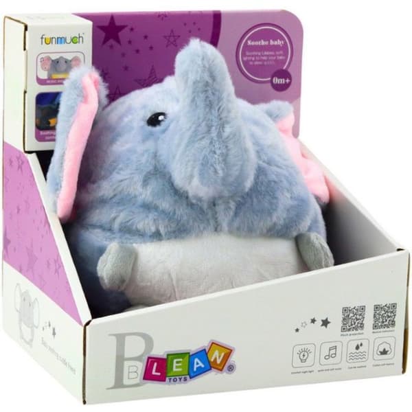 Leker - LEANTOYS - Sovende Elefant Bamse - Lyd - Lys - Grå Grå