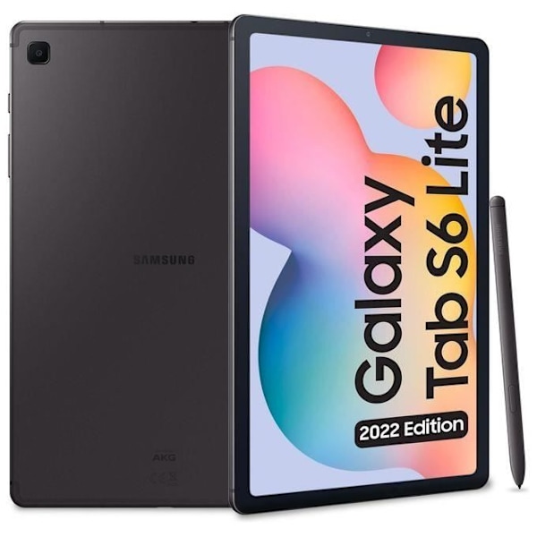 Samsung Galaxy Tab S6 Lite (2022), S Pen, surfplatta, 10,4 tums TFT LCD-pekskärm, Wi-Fi, 4 GB RAM, 128 GB utbyggbart, batteri
