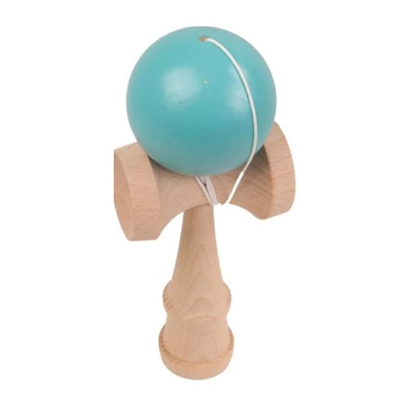 Trä kendama och blå boll