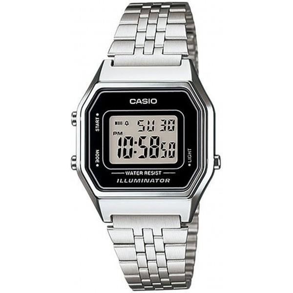Damklocka - Casio - LA680WA-1D - Rostfritt stål - Digital - Rektangulär Silver
