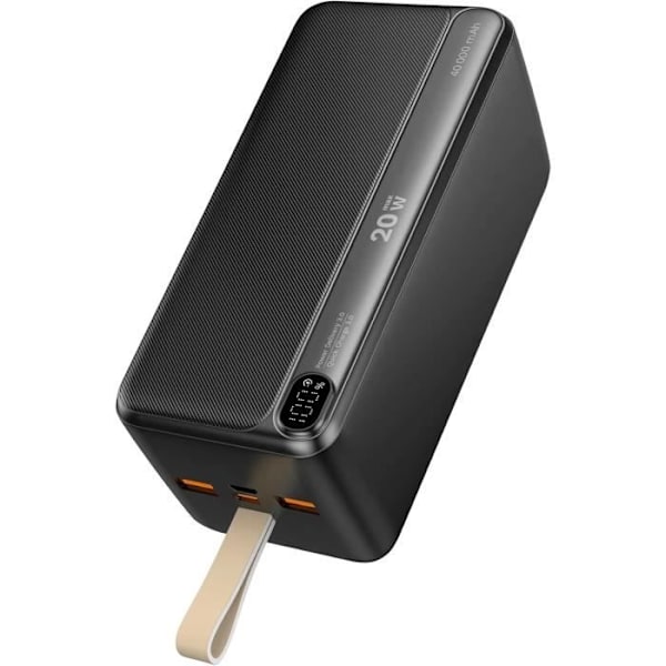 Batteri Extern - KrugerMatz - KM0908 - 40000 mAh - Snabbladdning 3.0 - USB Type-C, micro USB Svart