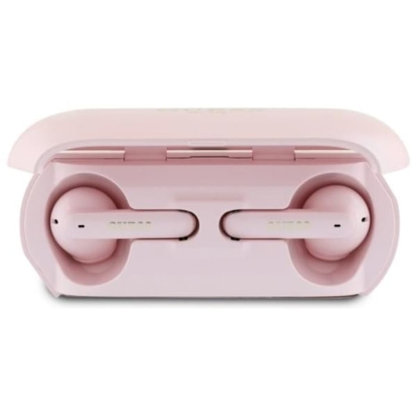Bluetooth TWS hörlurar + laddningsetui (rosa) Förlängt metalliskt tryckt logotyp Guess