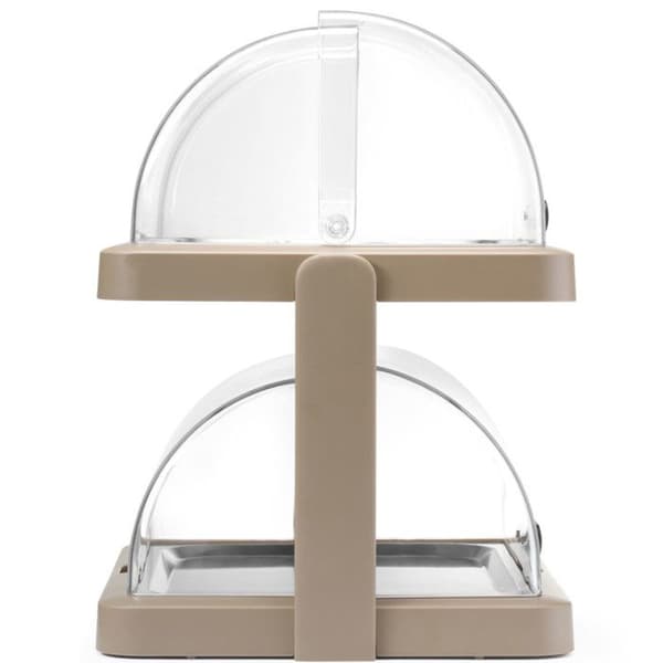 Dubbelbuffé kylvitrin Duo UNIQ med rullande lock - beige
