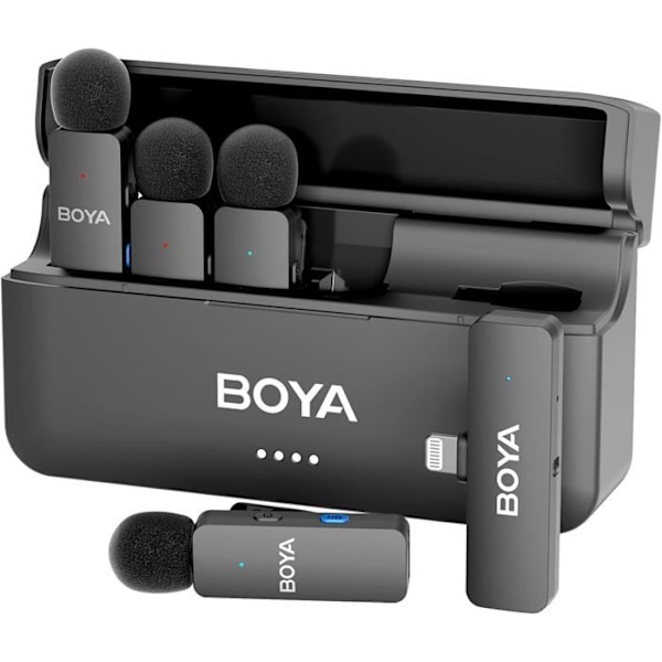 Trådlös Lavaliere Mikrofon - BOYA - BY-V4D - Kompatibel med iPhone - Batteritid 18h - Räckvidd 200m Svart