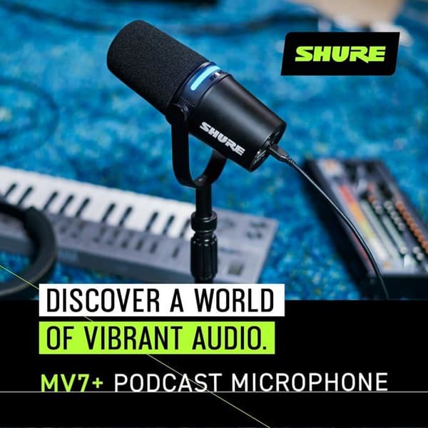 Shure MV7+ K med bordsstativ Dynamisk mikrofon Svart