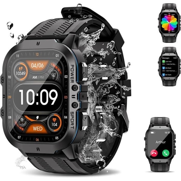Smartwatch - OUKITEL - BT20 - AMOLED-skärm 1,96 - Bluetooth - Röstassistent