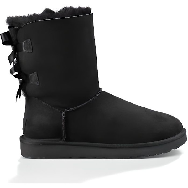 Stövlar - UGG - Bailey Bow II - Svart Läder - Platt Klack - Hög Svart 40