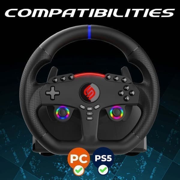 Volant gaming - SUBSONIC - Dubbel joystick LED - PS5 PC Svart