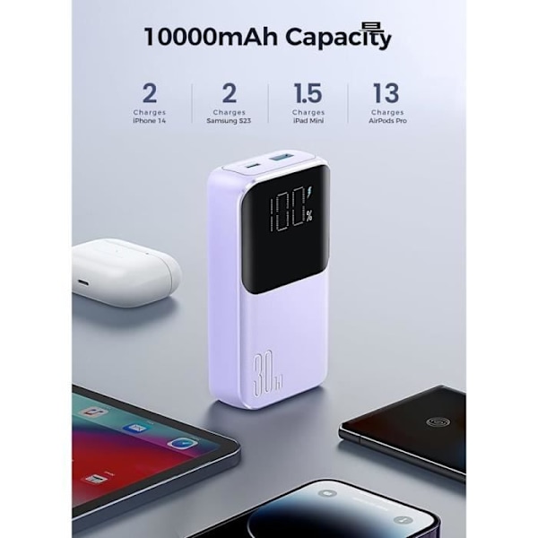 Joyroom JR-PBC06 Mini Extern Batteri 30W 10 000 mAh Lila