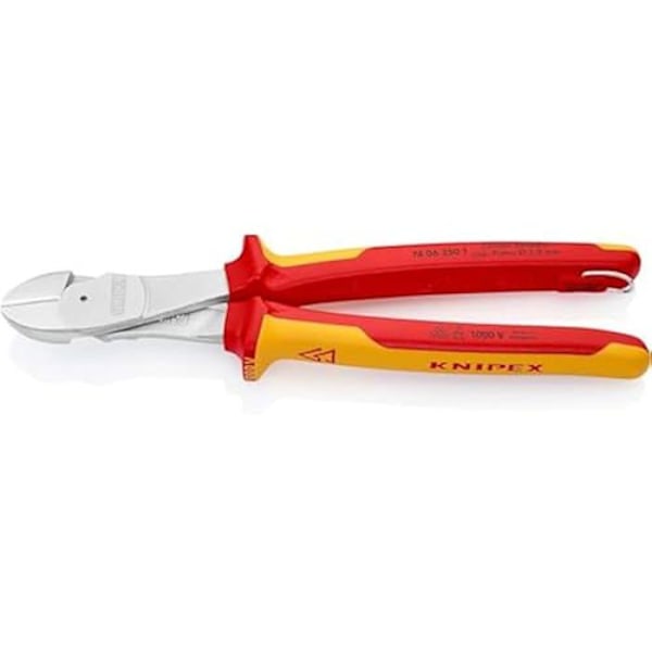 Avbitartång - KNIPEX - 250 mm - Kromstål - VDE-godkänd - Inbyggd fästhål Flerfärgad