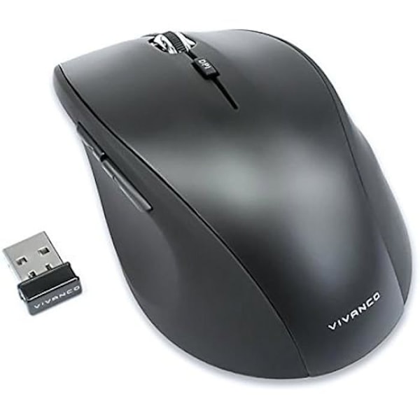 Trådlös mus - Vivanco - IT-USB MS - 1600 dpi - Ergonomisk - Tyst