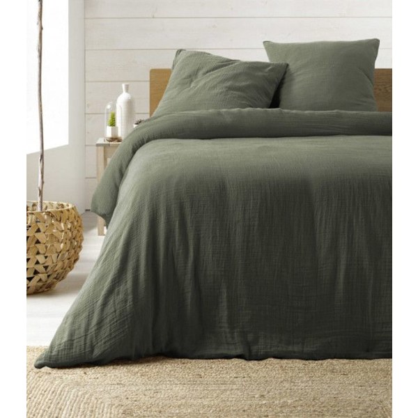 Sängkläder 3 Delar "Angelia" 240x220cm Kaki Grön Grön khaki