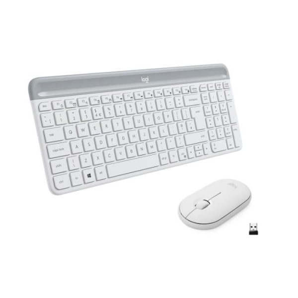 Logitech MK470 Slim Wireless Keyboard and Mouse Combo Kompakt, ultratyst, 2,4 GHz USB, Plug n' Play, för Windows - Vit