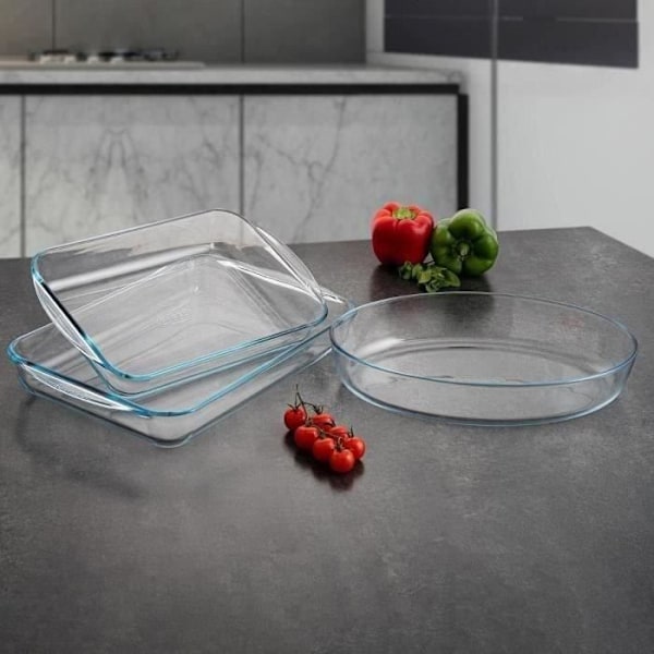 Lasagneform - PYREX - 1450032 - Rektangulär - I borosilikatglas - 35 x 23 cm TRANSPARENT