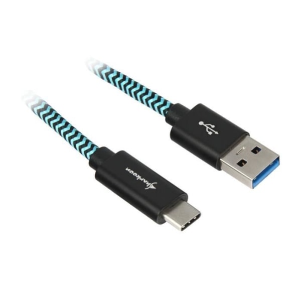 SHARKOON USB 3.1 A-C SVART - BLÅ 0,5M - ALUMINIUM + FLÄTA