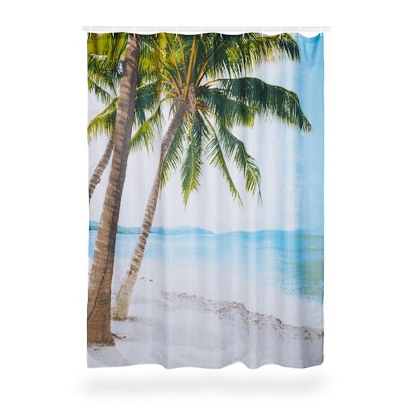 Relaxdays Duschdraperi 180 x 180 cm Badrum Strand Sand Palm Tree Anti-mögel Polyester, Färgad Färgad