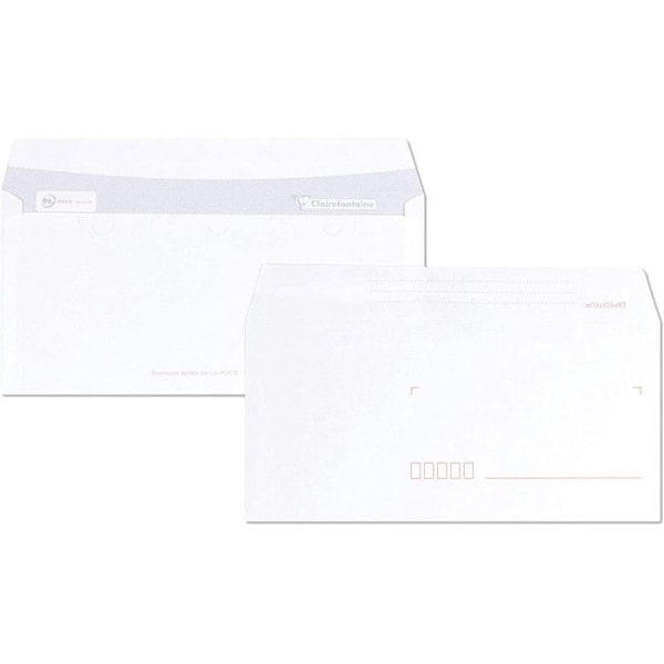 Kuvert - CLAIREFONTAINE - Claircode 110x220 - 80g - Vit - förpackning om 25 st