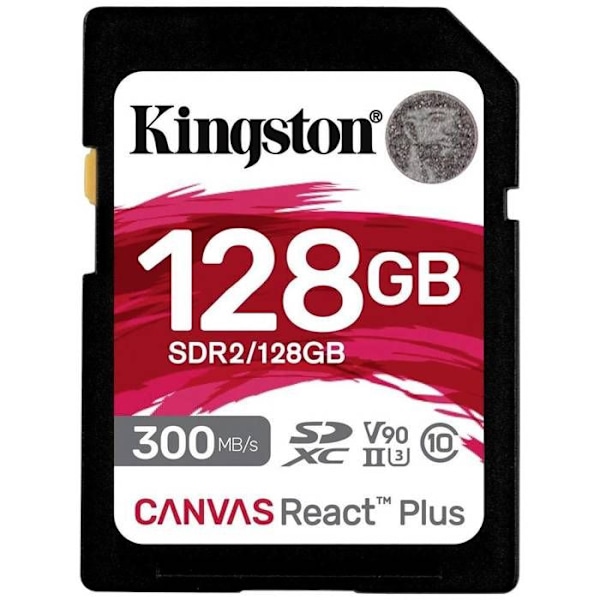 Kingston Minneskort SD 128GB Canvas React Plus 300/260 UHS-II U3 - 0740617301960