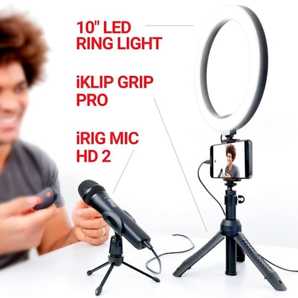 Stativ - IK Multimedia - MIC HD 2 GP - Multifunktionstöd - Digitalmikrofon - 10 tum ljusring
