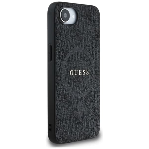 Coque Guess 4G Ring Classic Logo MagSafe för iPhone 16e - Svart Svart