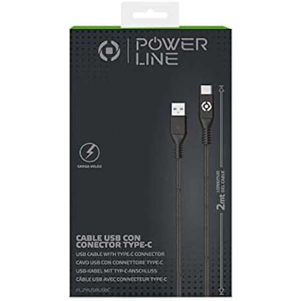 CELLY USB Typ C Kabel Svart 2m Svart
