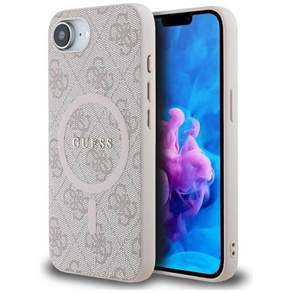 Coque pour iPhone 16e - Guess 4G Ring Classic Logo MagSafe (GUHMPSE4G4G4GFRP) - Rose rosa