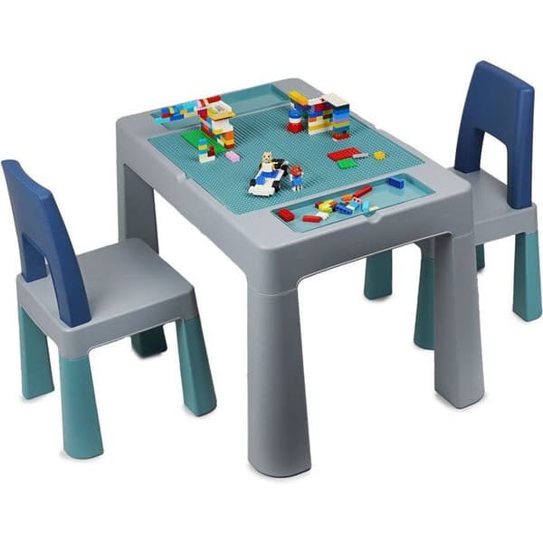 Multifunktionellt aktivitetsbord - THERMOBABY - MULTIPLAY - Med 2 stolar - Grå / Blå blå