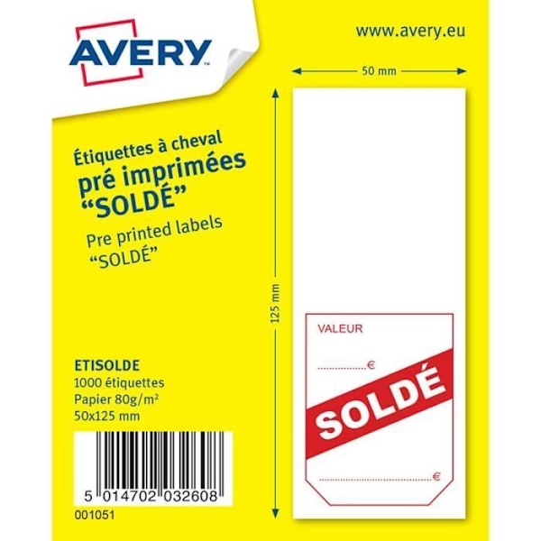 ETISOLDE - 1000 färdiga hästetiketter - 50 x 125 mm