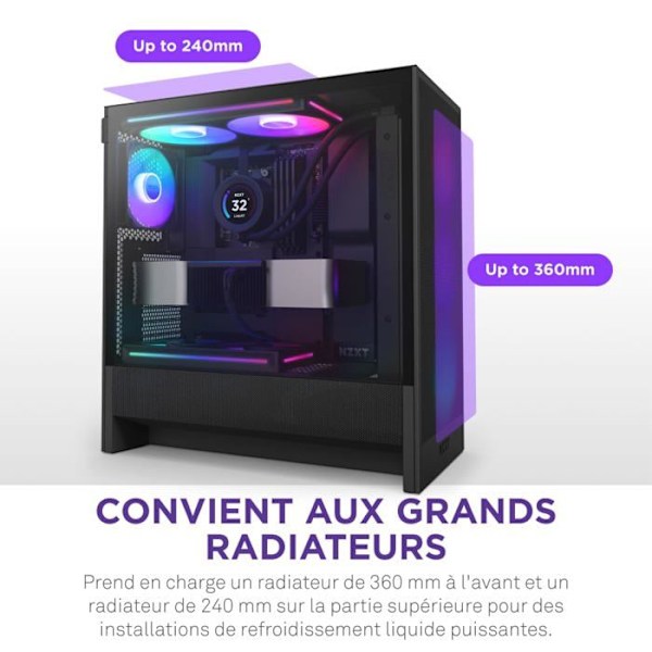 PC-chassi - NZXT - H5 Flow RGB - Högt luftflöde - Förinstallerade fläktar - Optimerad kylning