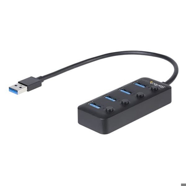USB 3.0-hubb - StarTech.com - 4 portar - Strömbrytare - UASP-stöd - Svart