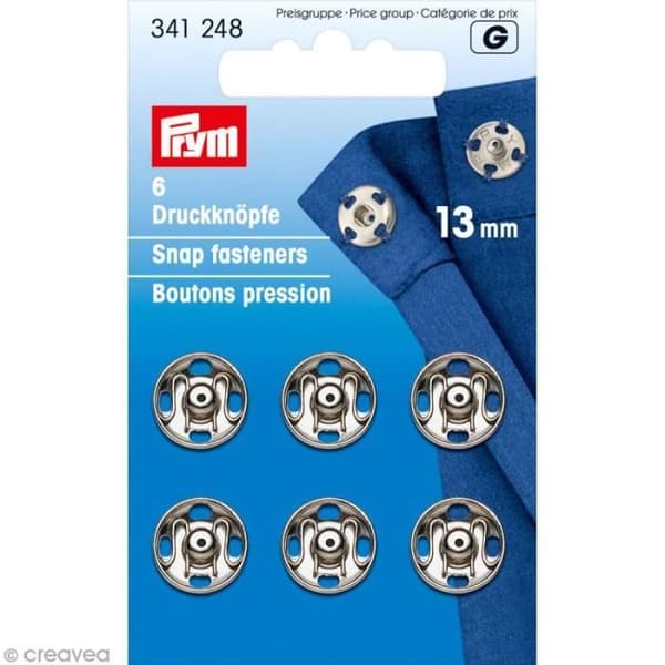 Tryckknapp - PRYM - 13 mm - Silver - 6 st Silver