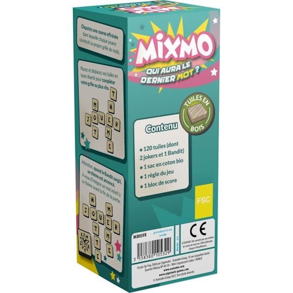 Mixmo brädspel - Asmodee - 2 till 6 spelare - Från 8 år - Bygg ditt ordrutnät Flerfärgad