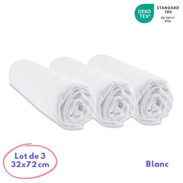 3-pack spjälsängslakan i bomull 32x72 - EASY DORT - Bomull - Vit - Oekotex-certifierad Vit