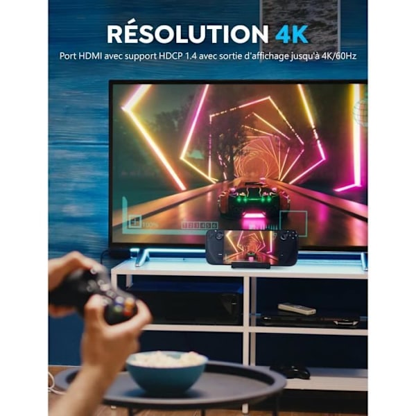 6-i-1 Dockningsstation - SABRENT - DS-SD6P - HDMI 4K - 3 USB-A-portar - Snabb Laddning 95W