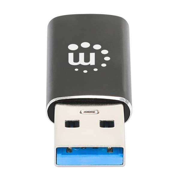 USB 3.2 Gen 2-adapter - Manhattan - Typ A till Typ C - 10 Gbit/s - Svart aluminium