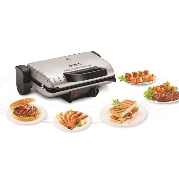 TEFAL Minute Meat Panini Grill - Effekt 1600 W - Non-stick tallrikar - Praktisk vertikal förvaring Silver