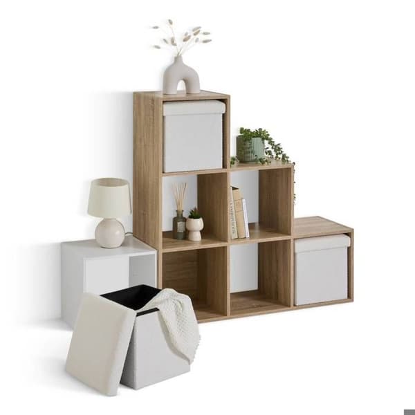 Fällbar pouf Mix'n modul 31x31 cm vit boucle beige